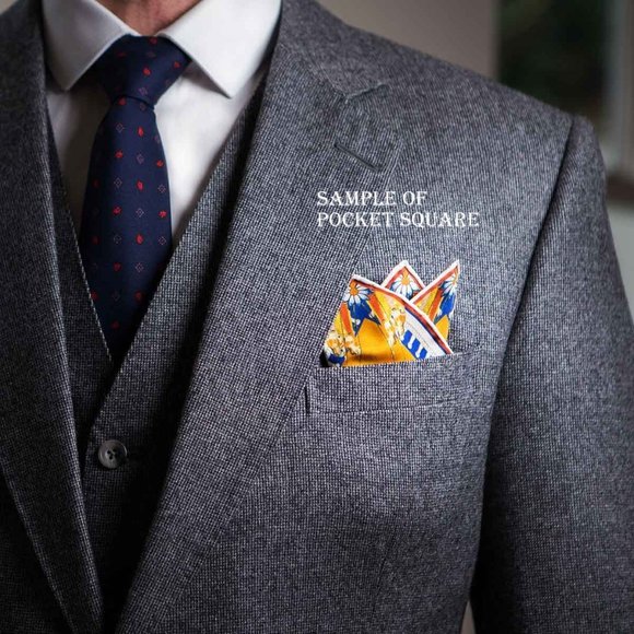 Navy, blue & gray silky pocket square or scarf - Picture 7 of 7